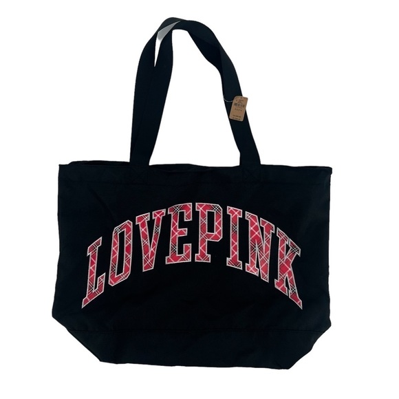 NWT PINK Victoria’s Secret Black “LOVEPINK” Shoulder Bag - Picture 1 of 7